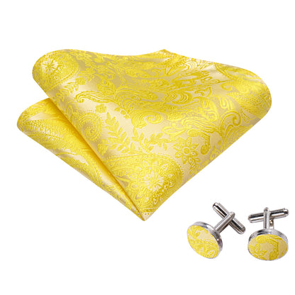 Light Yellow Paisley Silk Bow Tie Set bow ties    - Sophisticated Gentlemen