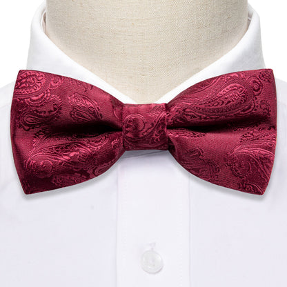 Red Paisley Silk Children Bow Tie Set bow ties    - Sophisticated Gentlemen