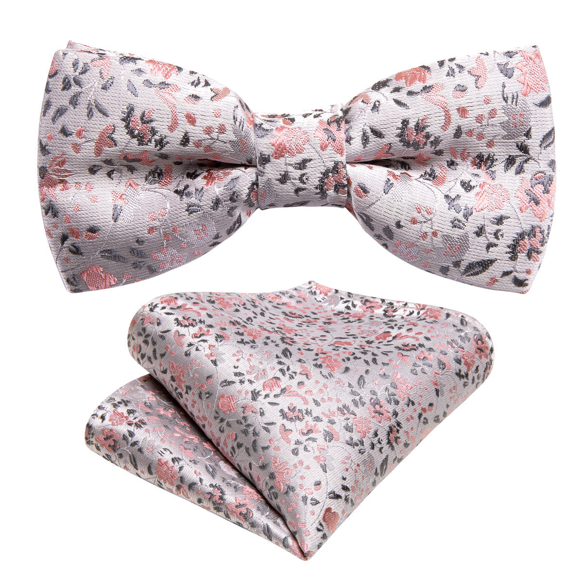 White Pink Floral Silk Children Bow Tie Set bow ties    - Sophisticated Gentlemen