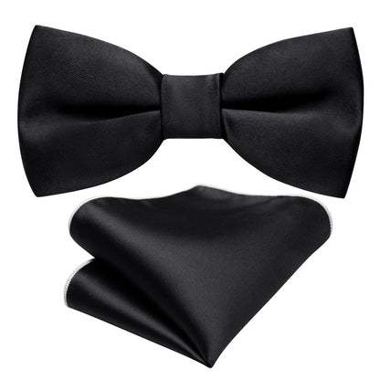 Black Solid Children Bow Tie Set bow ties    - Sophisticated Gentlemen