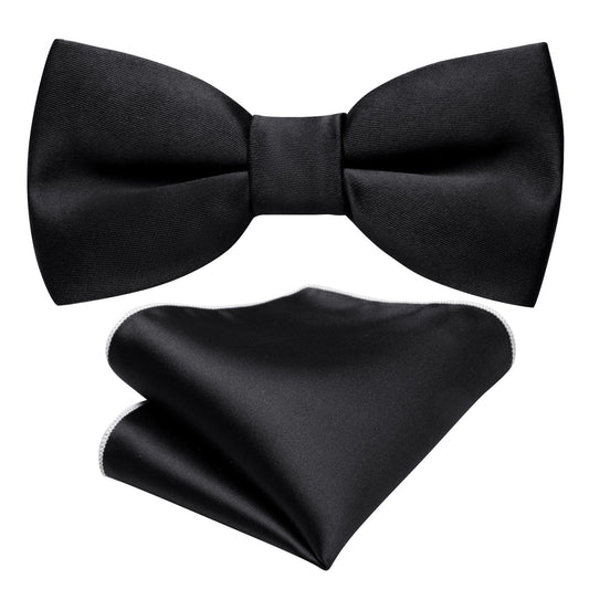 Black Solid Children Bow Tie Set bow ties    - Sophisticated Gentlemen