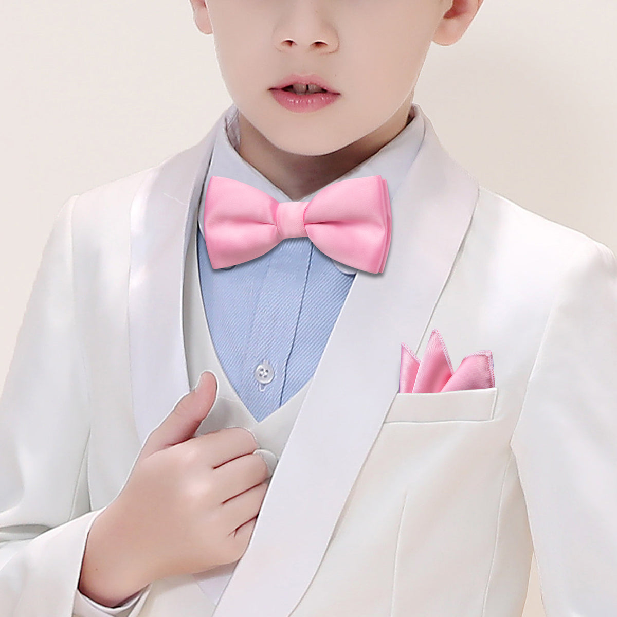 Pink Solid Children Bow Tie Set bow ties    - Sophisticated Gentlemen