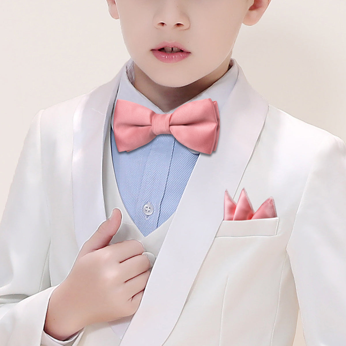 Light Coral Solid Kids Bow Tie Set bow ties    - Sophisticated Gentlemen