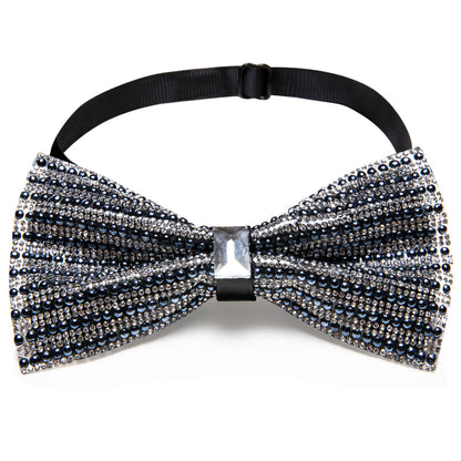 Black White Shining Rhinestones Wedding Bow Tie Set bow ties    - Sophisticated Gentlemen