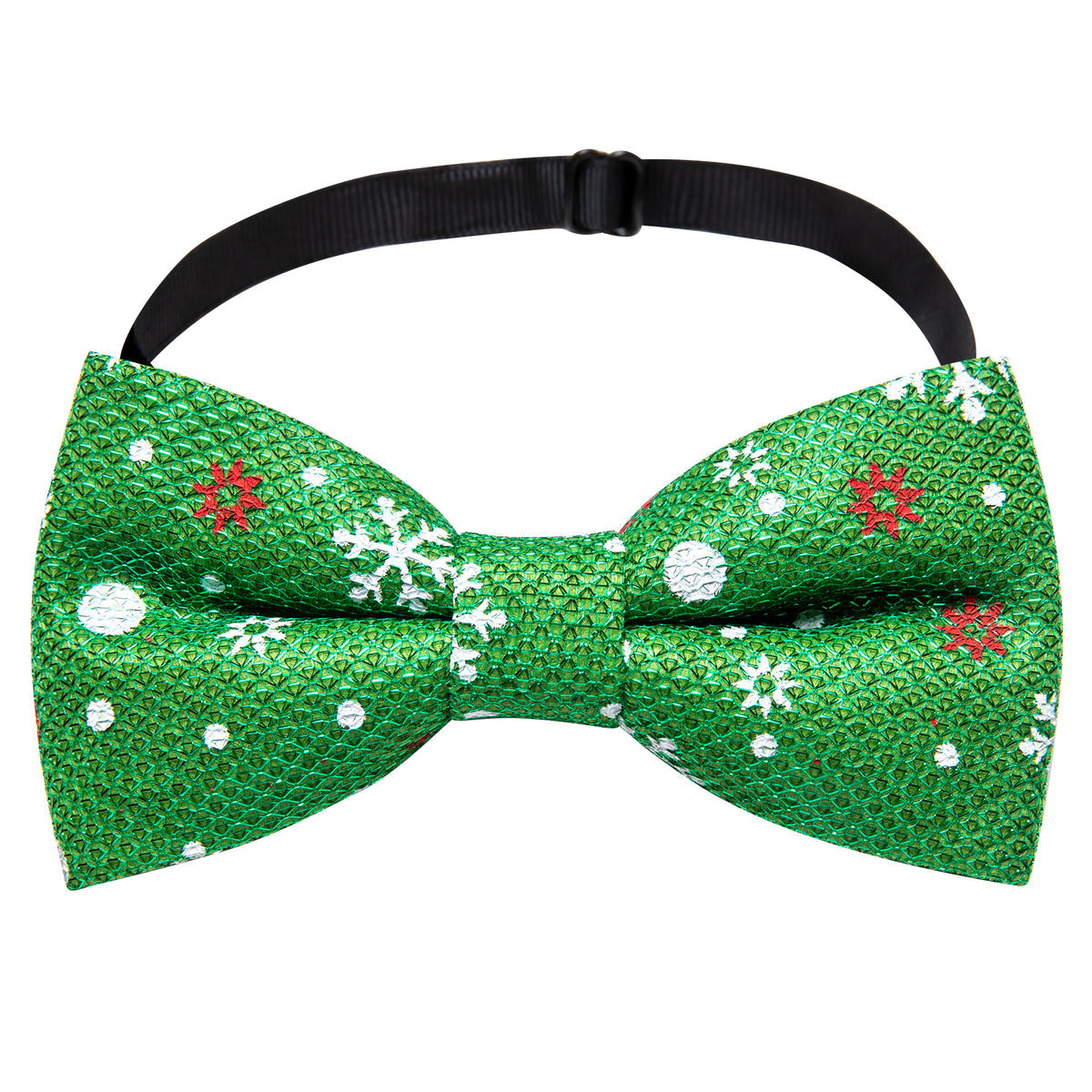 Green White Printed Christmas Element Silk Bow Tie Set bow ties    - Sophisticated Gentlemen