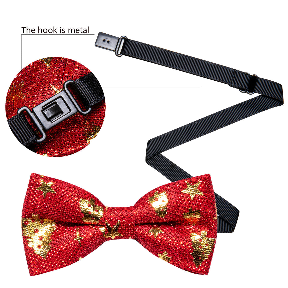 Red Gold Christmas Tree Silk Bow Tie Set bow ties    - Sophisticated Gentlemen