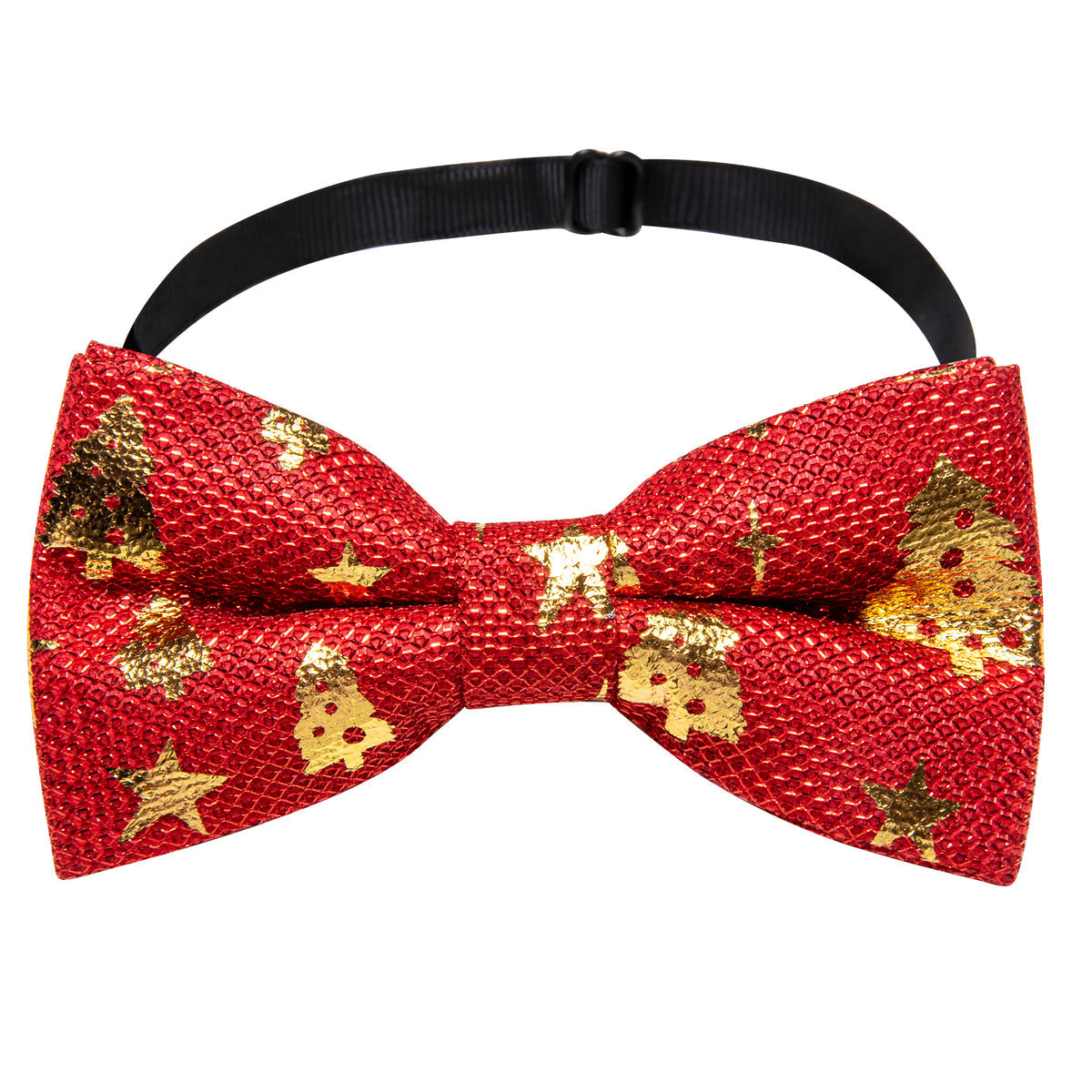 Red Gold Christmas Tree Silk Bow Tie Set bow ties    - Sophisticated Gentlemen