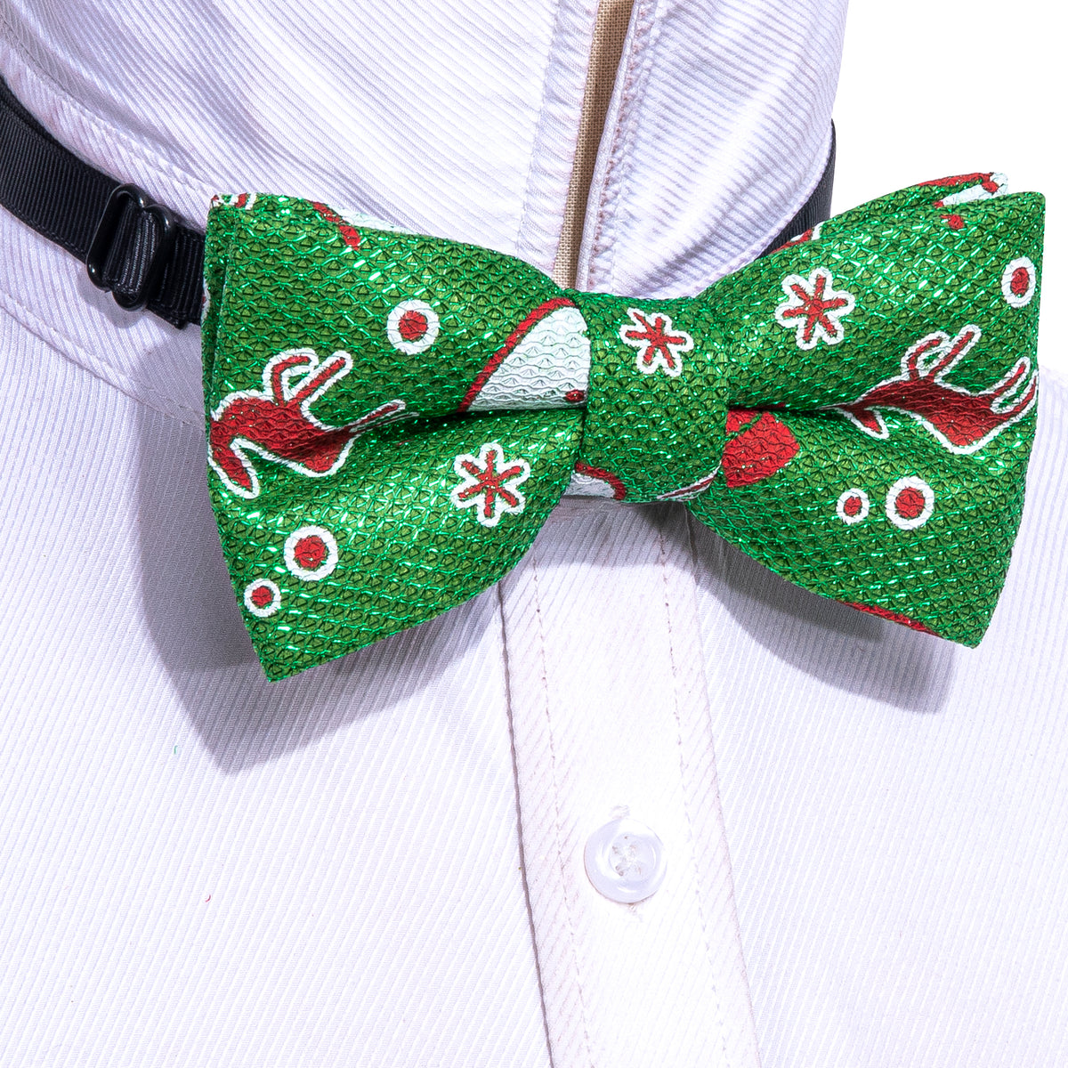 Green Brown Elk Silk Christmas Bow Tie Set bow ties    - Sophisticated Gentlemen