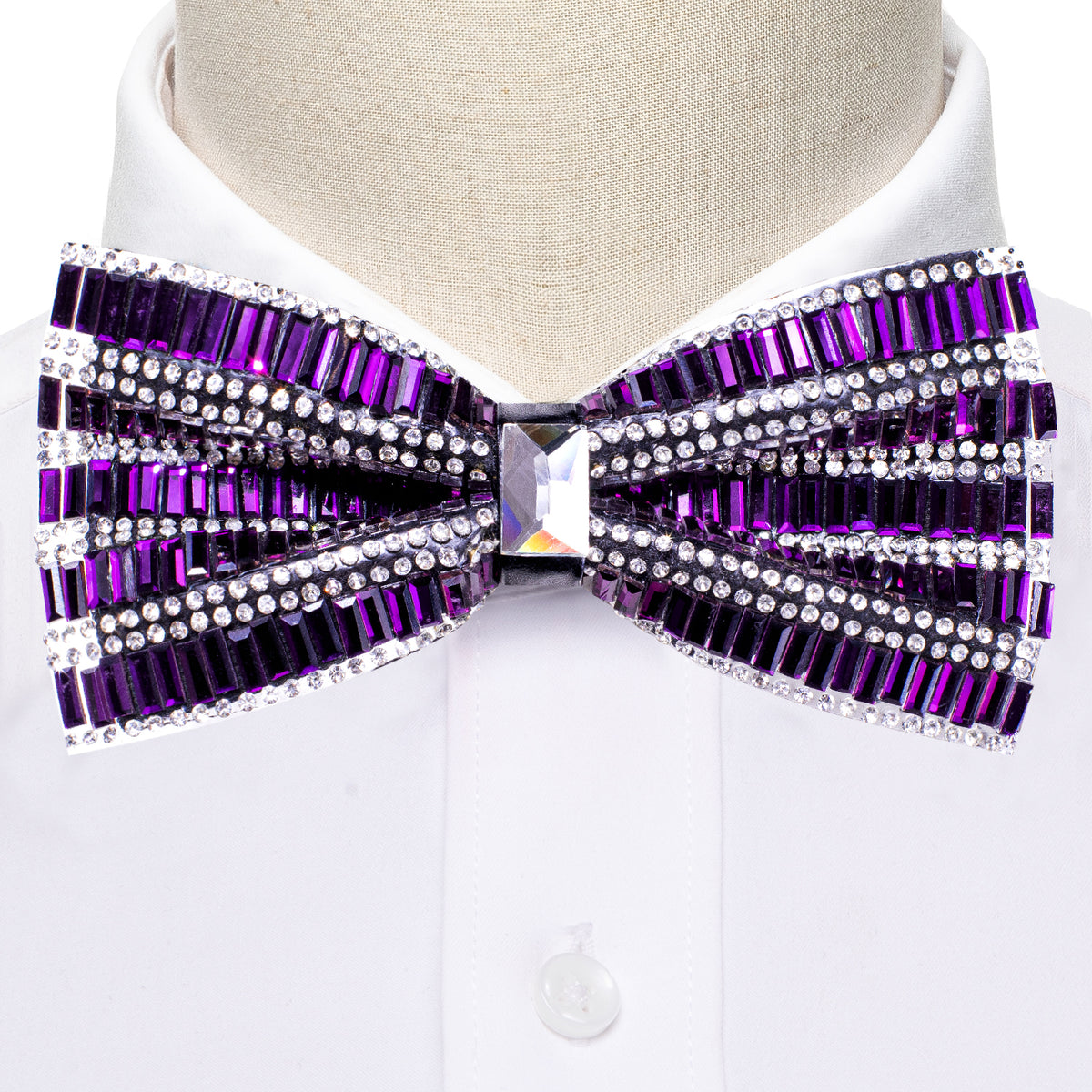 Shining Purple Rhinestones Bow Tie Set bow ties    - Sophisticated Gentlemen