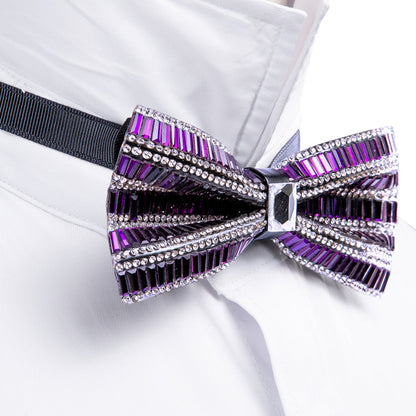Shining Purple Rhinestones Bow Tie Set bow ties    - Sophisticated Gentlemen