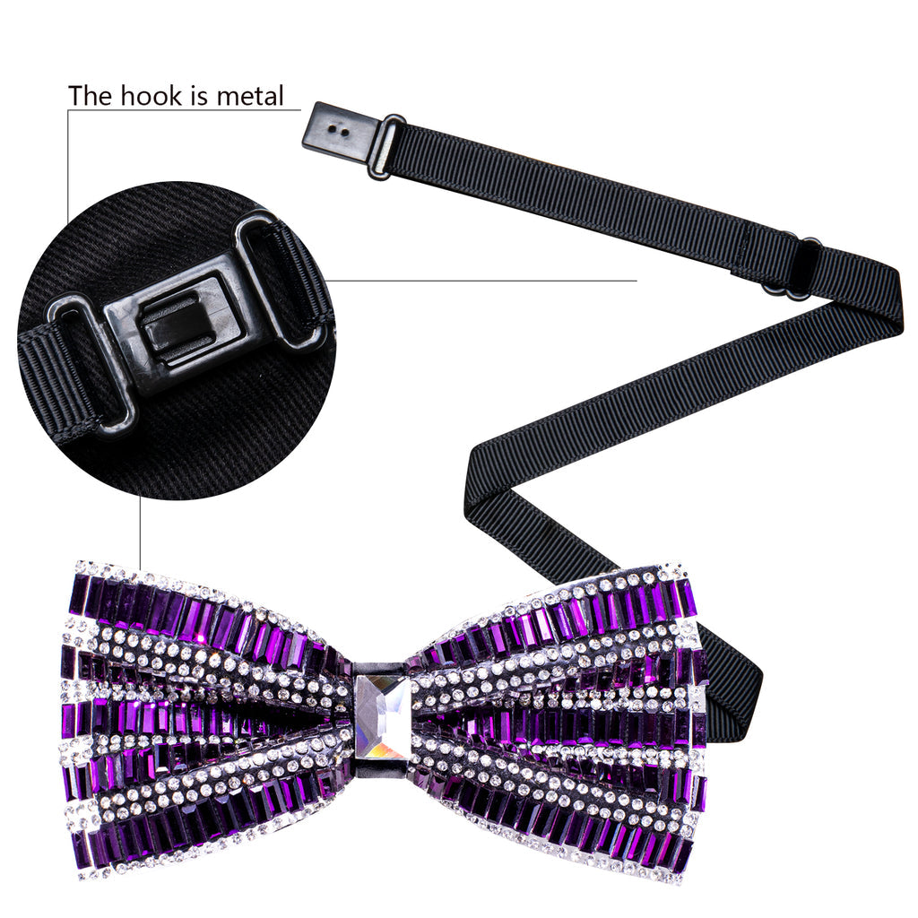 Shining Purple Rhinestones Bow Tie Set bow ties    - Sophisticated Gentlemen