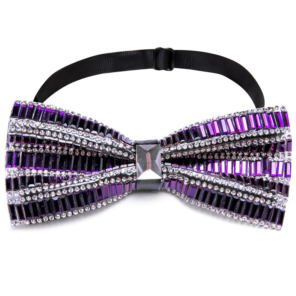 Shining Purple Rhinestones Bow Tie Set bow ties    - Sophisticated Gentlemen