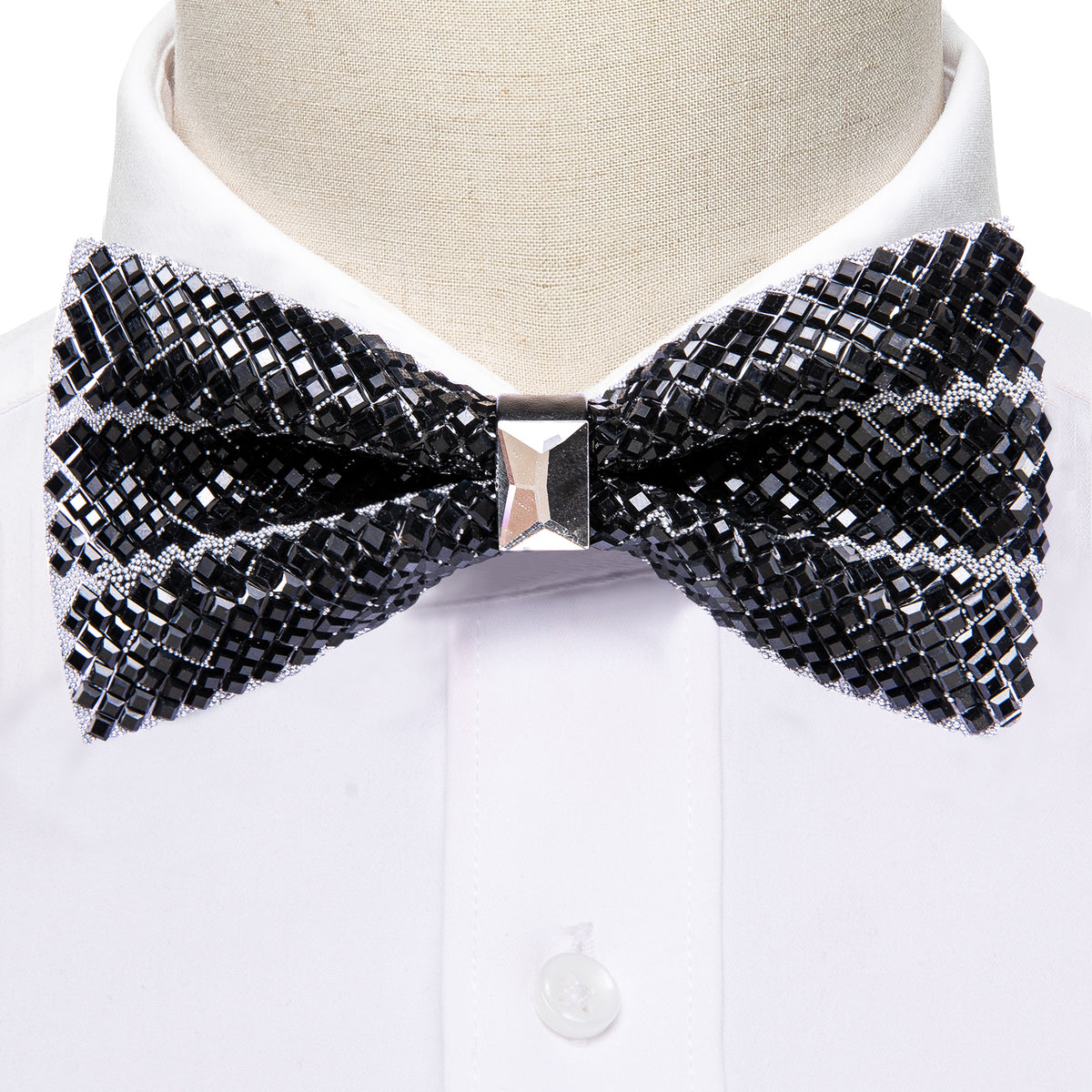 Black Shining Rhinestones Bow Tie Set bow ties    - Sophisticated Gentlemen
