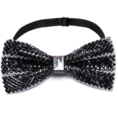 Black Shining Rhinestones Bow Tie Set bow ties    - Sophisticated Gentlemen