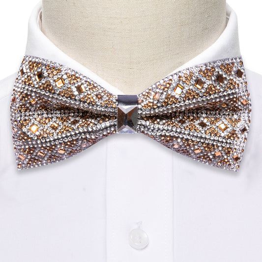 Brown Rhinestones Shining Bow Tie Set bow ties    - Sophisticated Gentlemen