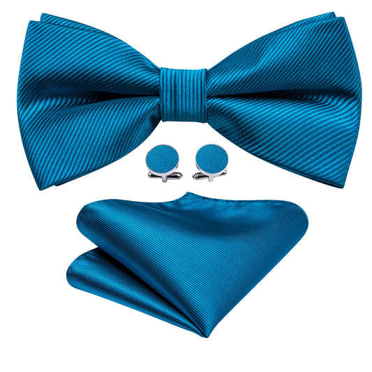Sky Blue Solid Bow Tie Set bow ties    - Sophisticated Gentlemen