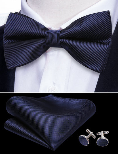 Blue Salvia Solid Bow Tie Set bow ties    - Sophisticated Gentlemen