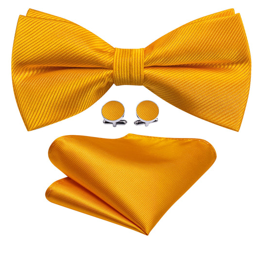 Honey Orange Solid Bow Tie Set bow ties    - Sophisticated Gentlemen
