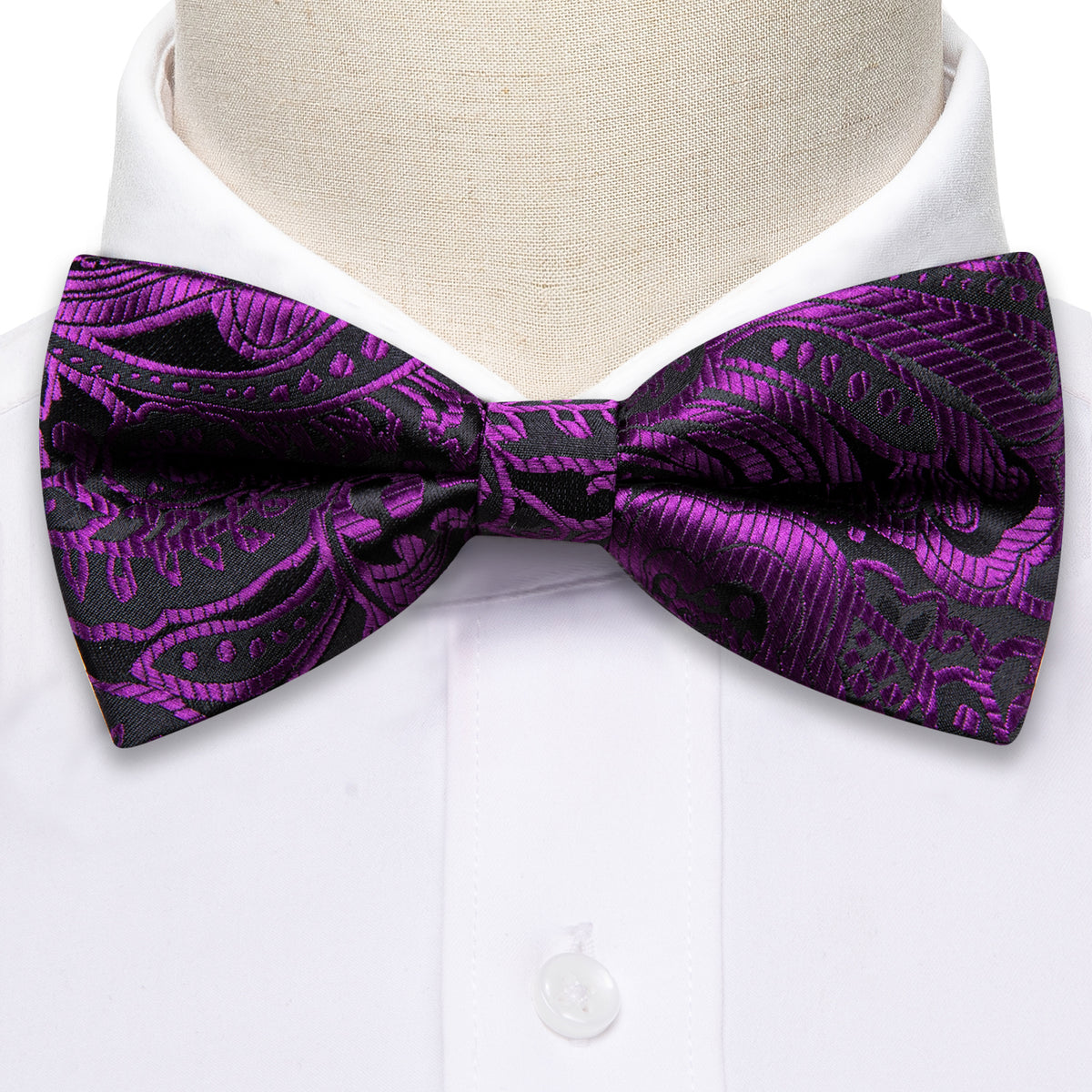 Black Purple Paisley Beautiful Bow Tie Set bow ties    - Sophisticated Gentlemen