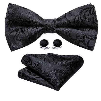 Black Paisley Bow Tie Set bow ties    - Sophisticated Gentlemen