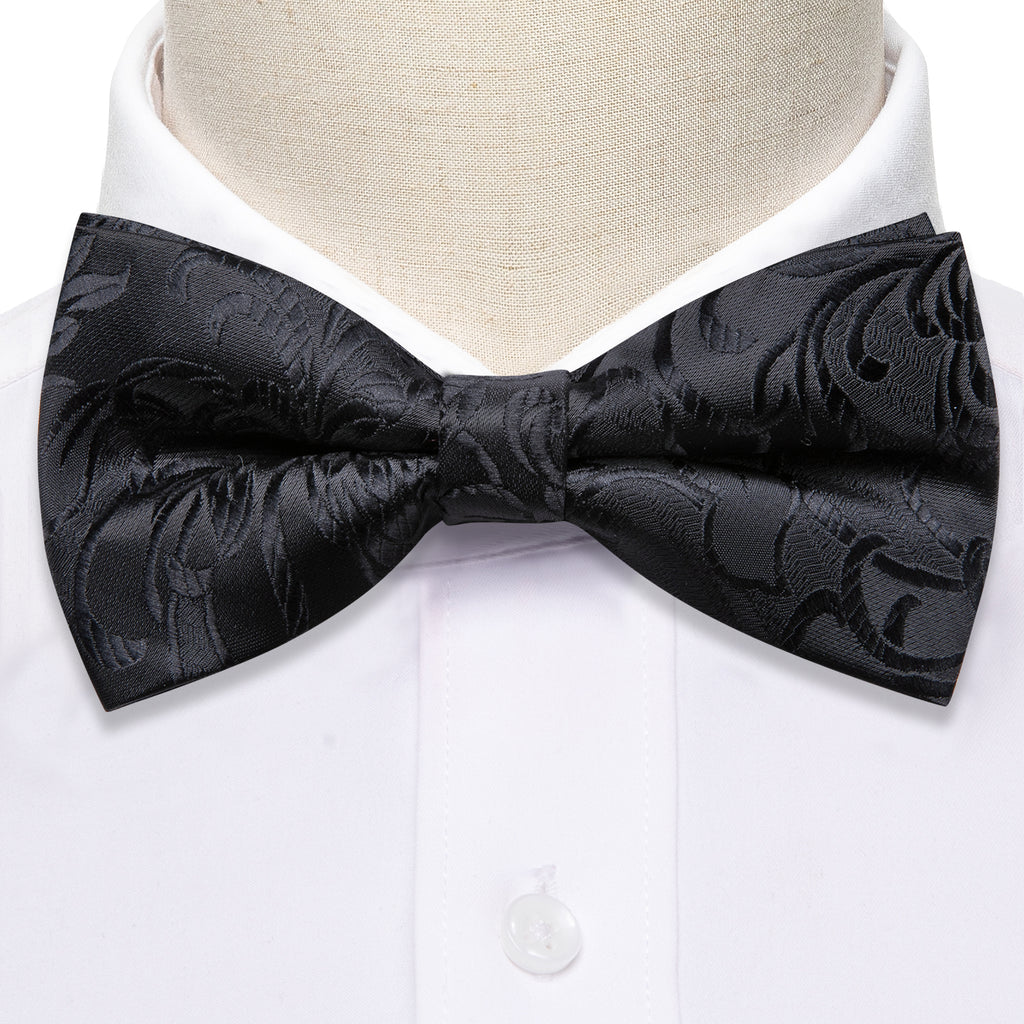 Black Paisley Bow Tie Set bow ties    - Sophisticated Gentlemen