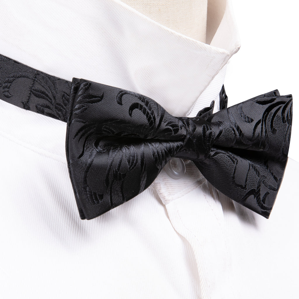 Black Paisley Bow Tie Set bow ties    - Sophisticated Gentlemen