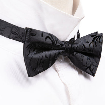 Black Paisley Bow Tie Set bow ties    - Sophisticated Gentlemen