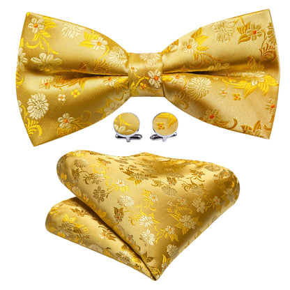 Gold Floral Bow Tie Set bow ties    - Sophisticated Gentlemen