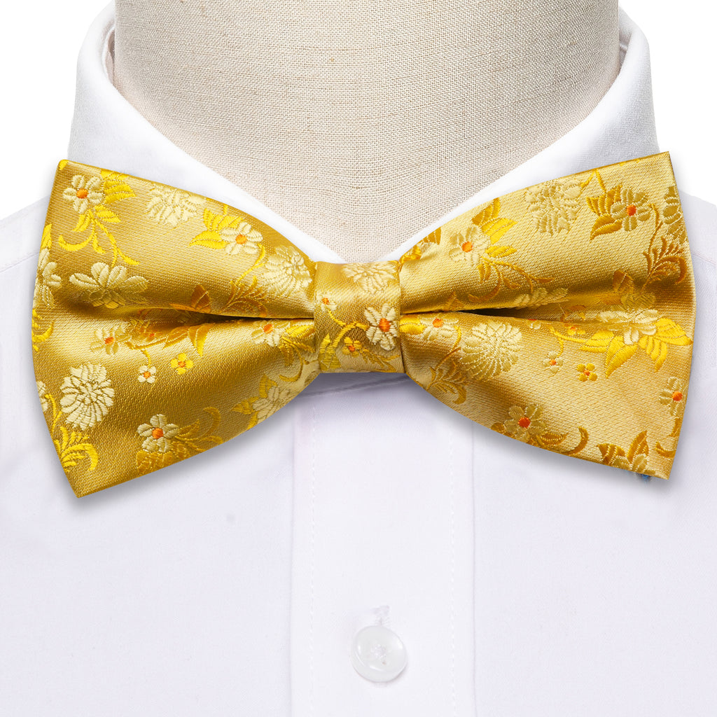 Gold Floral Bow Tie Set bow ties    - Sophisticated Gentlemen