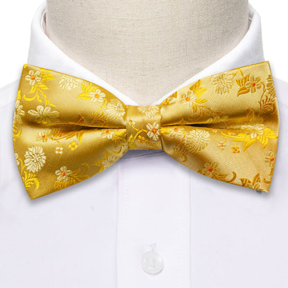 Gold Floral Bow Tie Set bow ties    - Sophisticated Gentlemen
