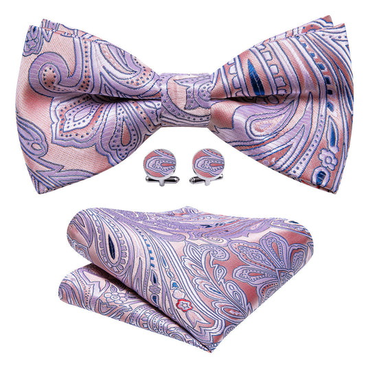 Pink Paisley Bow Tie Set bow ties    - Sophisticated Gentlemen