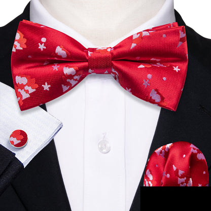 Red White Xmas Tree Silk Bow Tie Set bow ties    - Sophisticated Gentlemen