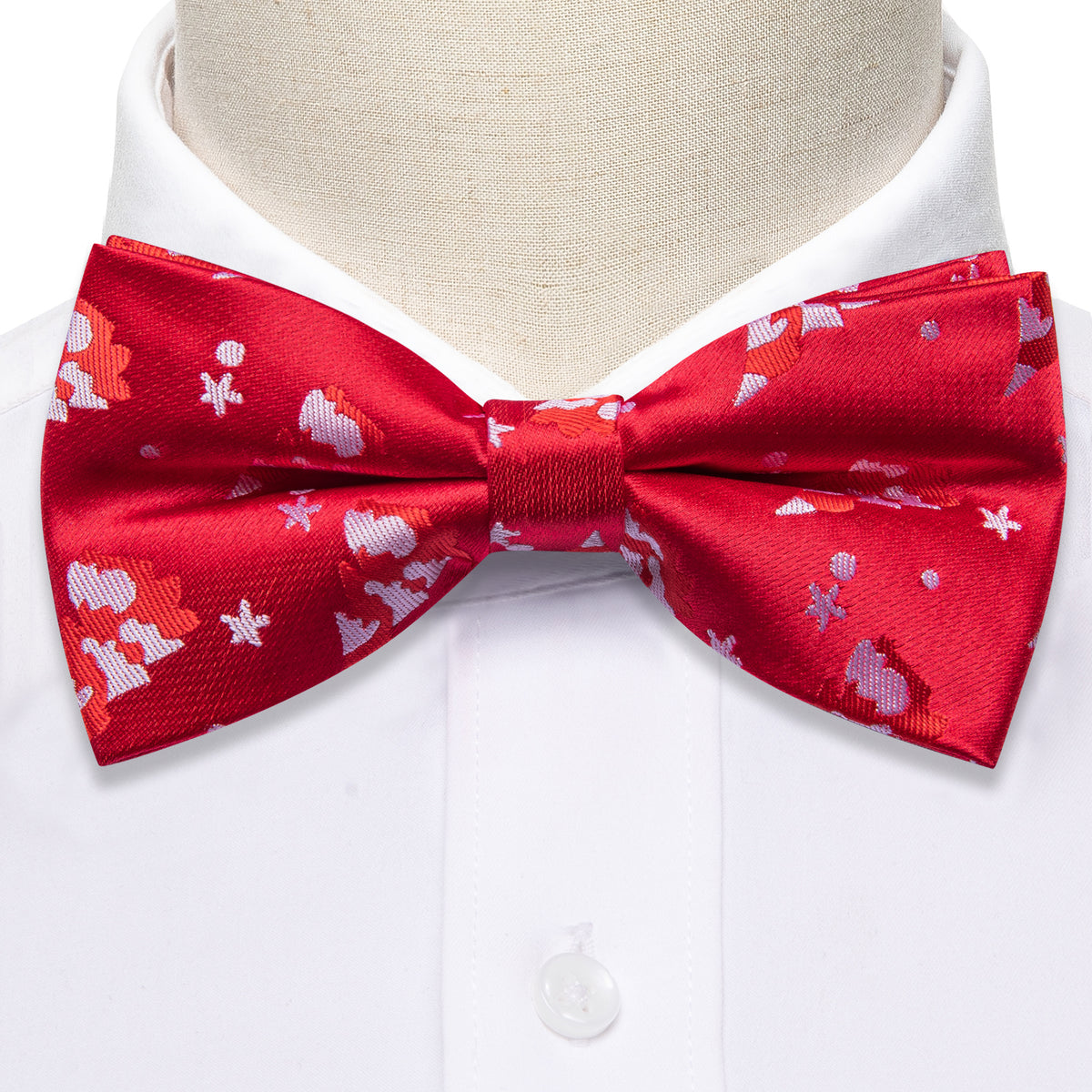 Red White Xmas Tree Silk Bow Tie Set bow ties    - Sophisticated Gentlemen