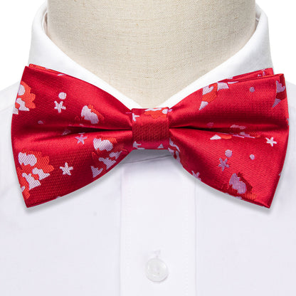 Red White Xmas Tree Silk Bow Tie Set bow ties    - Sophisticated Gentlemen