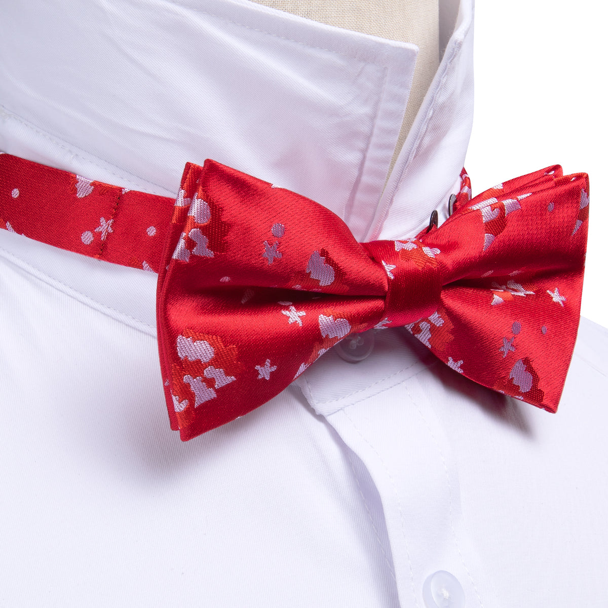 Red White Xmas Tree Silk Bow Tie Set bow ties    - Sophisticated Gentlemen