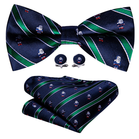 Blue Green Santa Claus Christmas Bow Tie Set bow ties    - Sophisticated Gentlemen