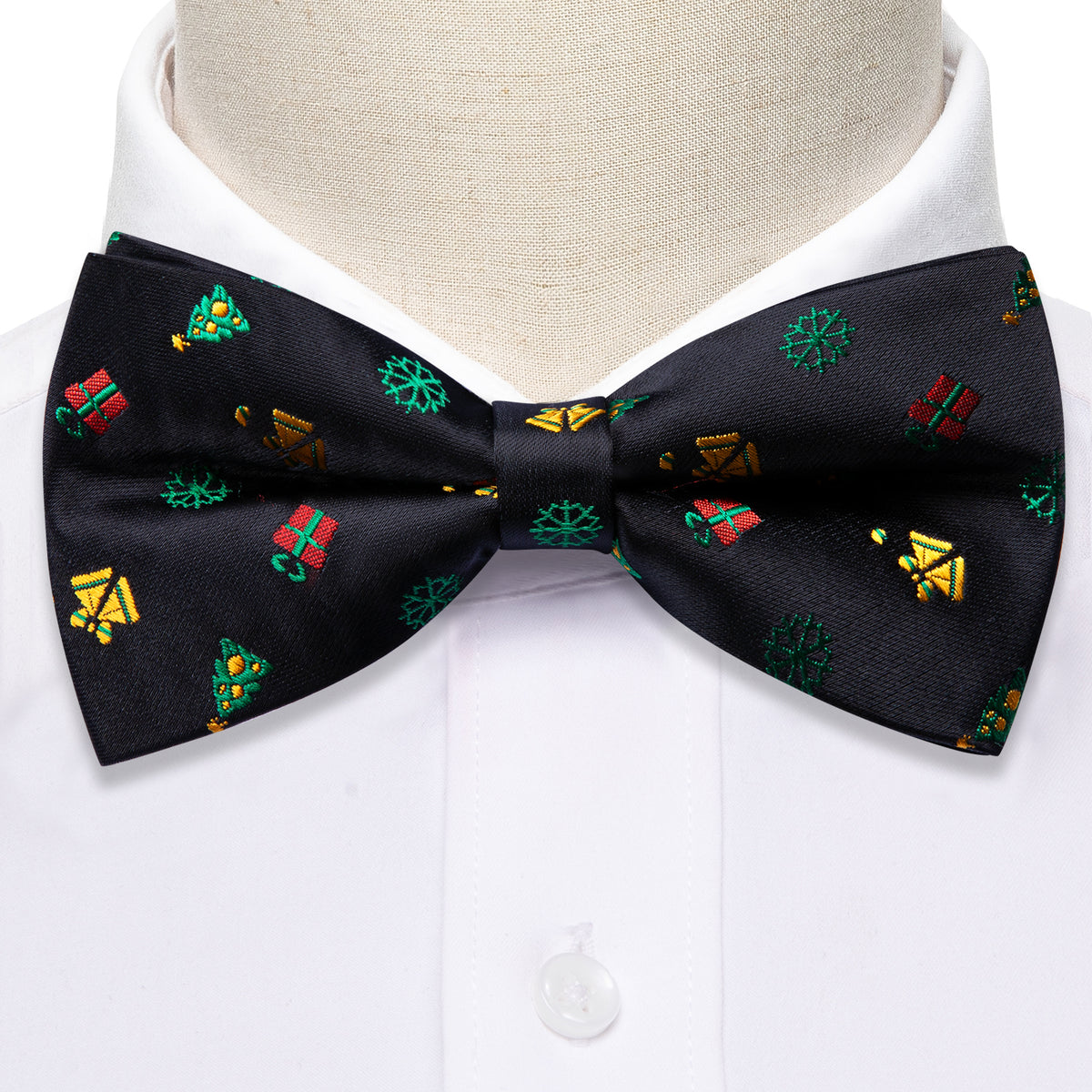 Black Xmas Pattern Bow Tie Set bow ties    - Sophisticated Gentlemen