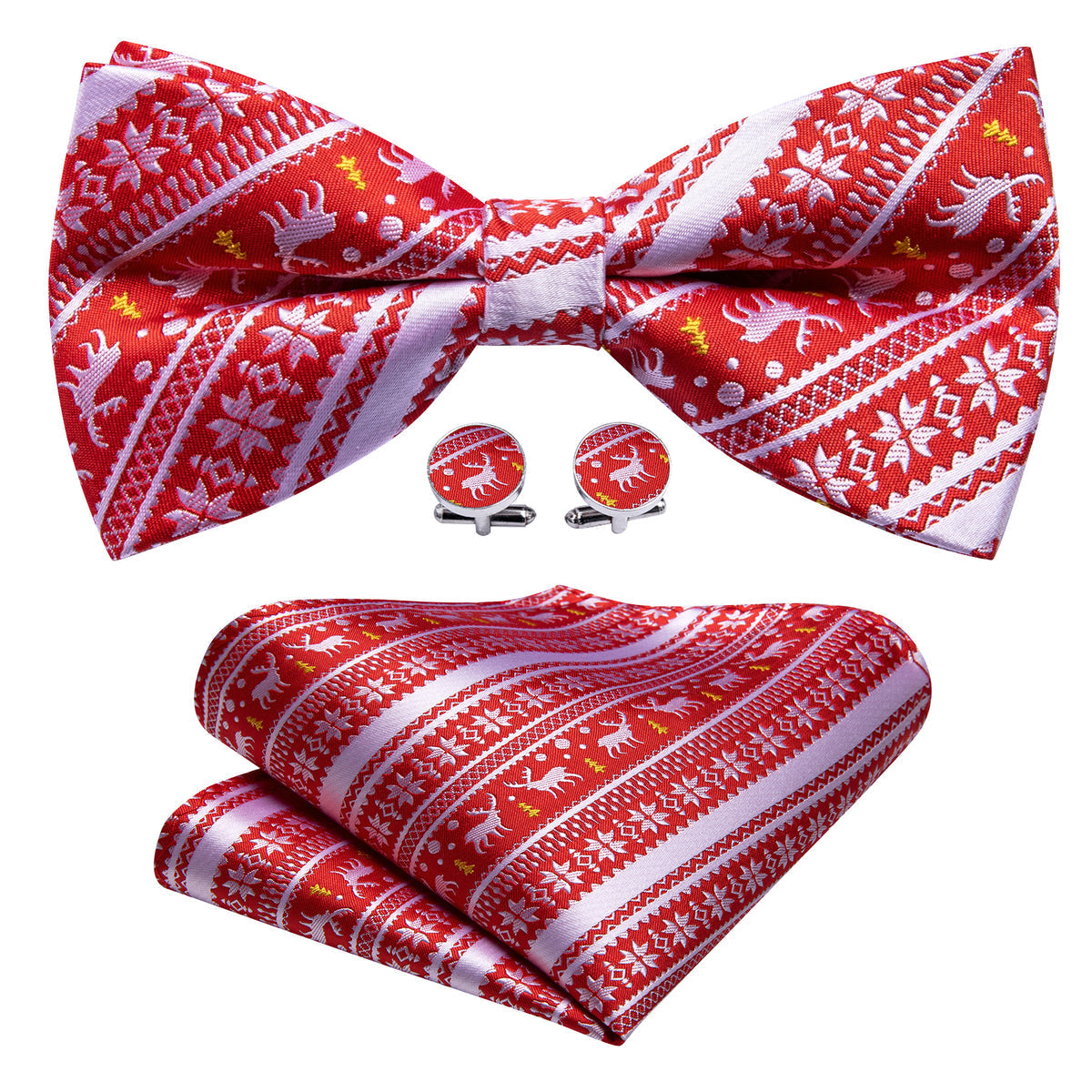 Red White Xmas Elk Bow Tie Set bow ties    - Sophisticated Gentlemen