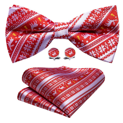 Red White Xmas Elk Bow Tie Set bow ties    - Sophisticated Gentlemen