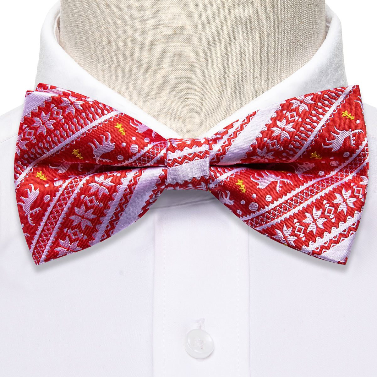 Red White Xmas Elk Bow Tie Set bow ties    - Sophisticated Gentlemen