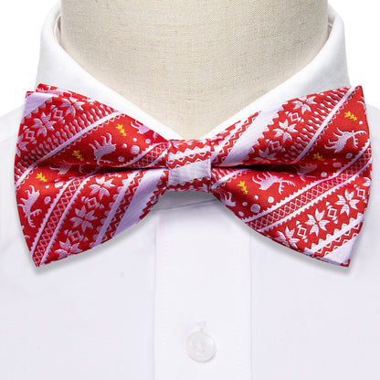 Red White Xmas Elk Bow Tie Set bow ties    - Sophisticated Gentlemen