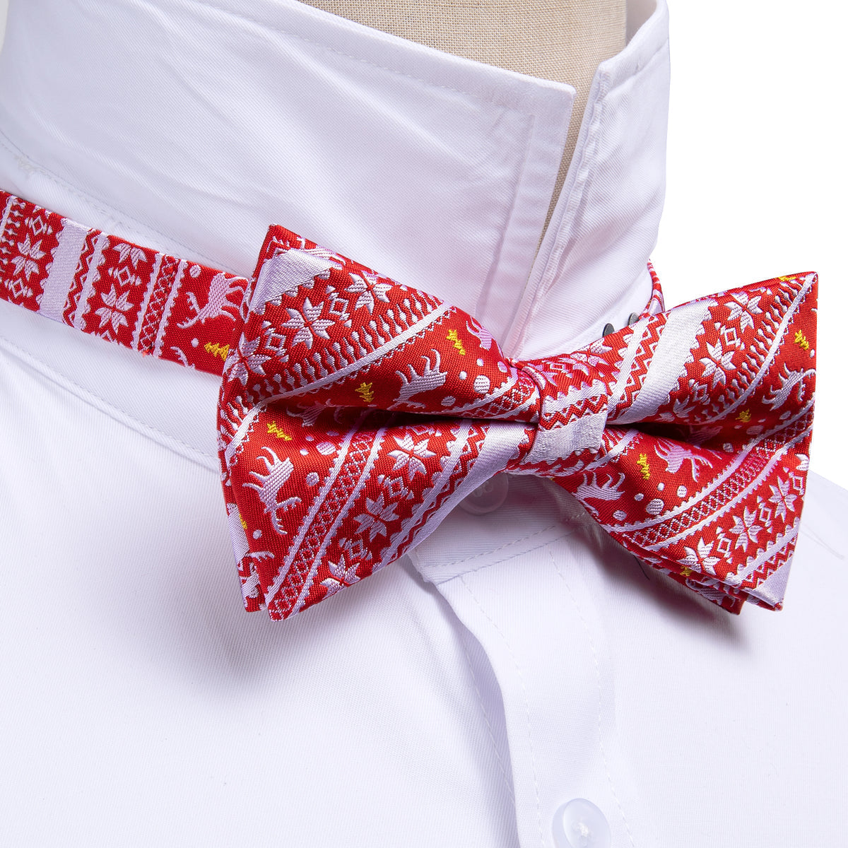 Red White Xmas Elk Bow Tie Set bow ties    - Sophisticated Gentlemen