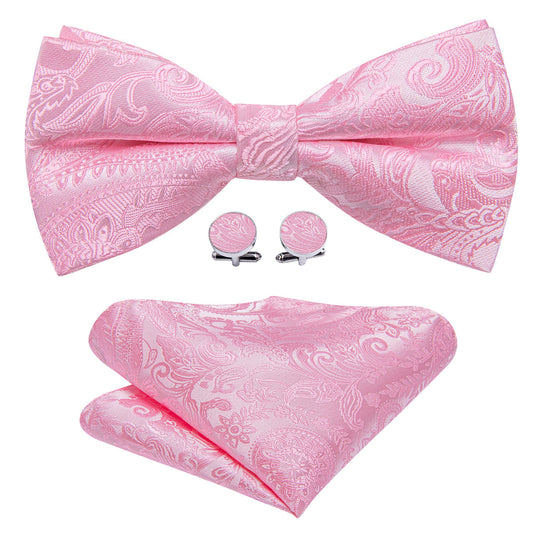 Mist Pink Paisley Bow Tie Set bow ties    - Sophisticated Gentlemen