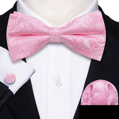 Mist Pink Paisley Bow Tie Set bow ties    - Sophisticated Gentlemen