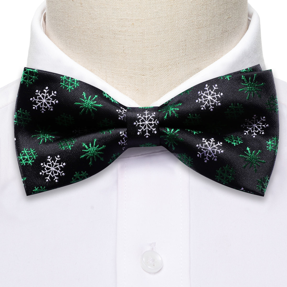 Black White Snowflake Christmas Bow Tie Set bow ties    - Sophisticated Gentlemen