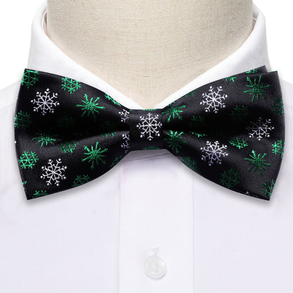 Black White Snowflake Christmas Bow Tie Set bow ties    - Sophisticated Gentlemen