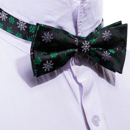 Black White Snowflake Christmas Bow Tie Set bow ties    - Sophisticated Gentlemen