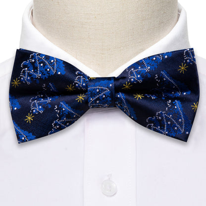 Blue White Xmas Tree Bow Tie Set bow ties    - Sophisticated Gentlemen