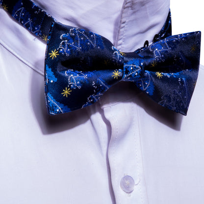 Blue White Xmas Tree Bow Tie Set bow ties    - Sophisticated Gentlemen