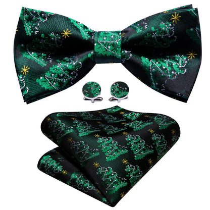 Green Xmas Tree Bow Tie Set bow ties    - Sophisticated Gentlemen